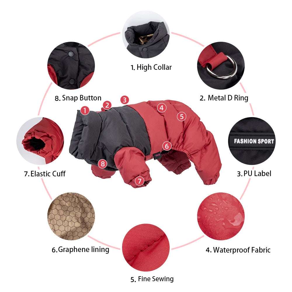 Four-Leg Dog Snowsuit - Warm Winter Jumpsuit for Small Dogs - photo 4