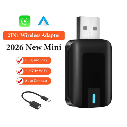 FLIXIVI Mini Wireless CarPlay & Android Auto Adapter — USB Plug and Play AI Box
