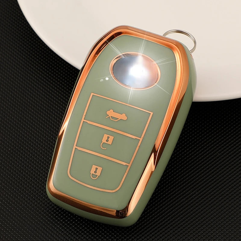 TPU Gold Edge Key Case Cover for Toyota Chr Rav4 Auris Avensis Prius Aygo Camry Corolla Land Cruiser 200 Prado Crown Shell Fob