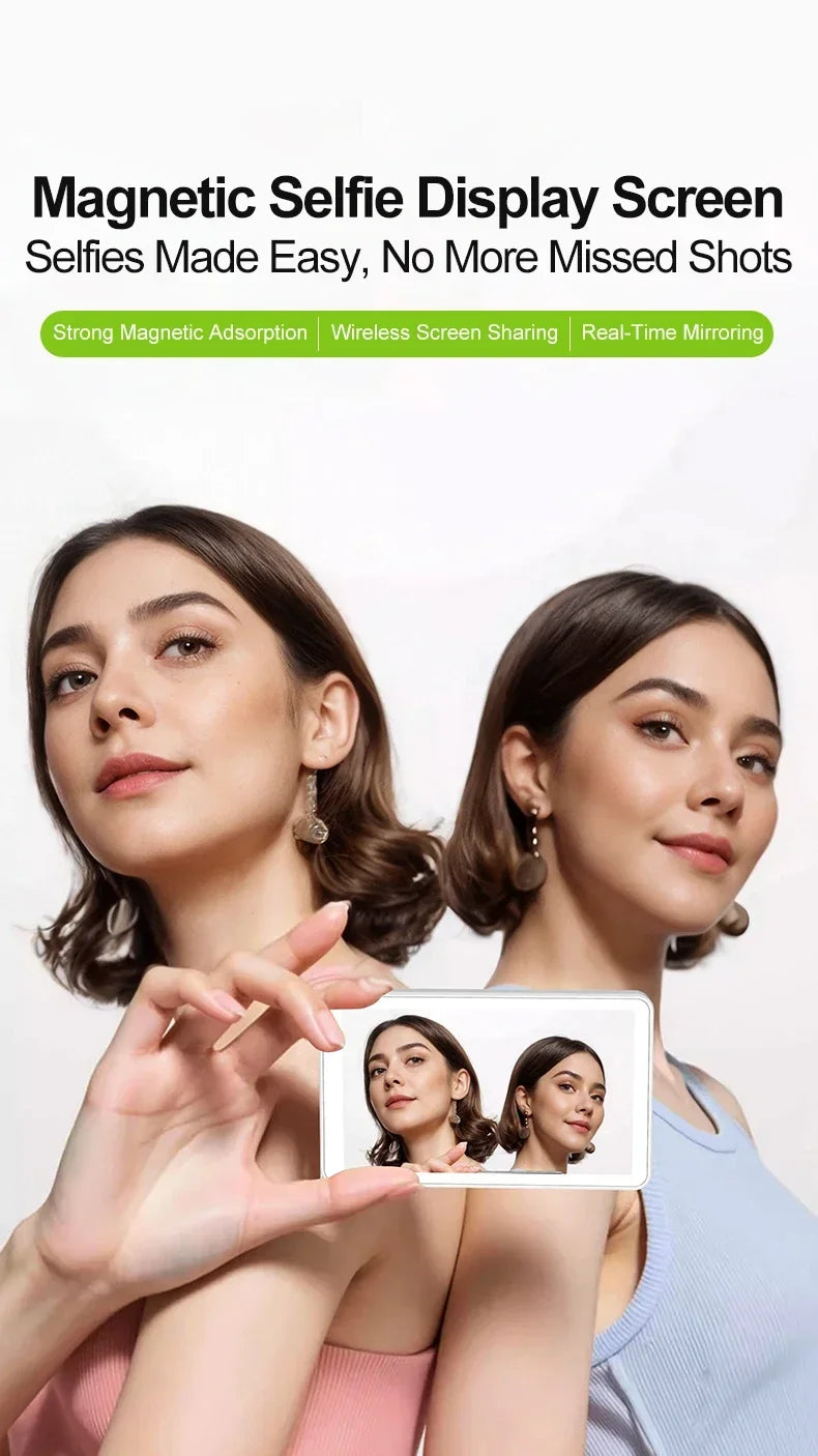 Magnetic Phone Back Vlog Selfie Monitor Screen Live Stream Camera Compatible with iPhone & Android