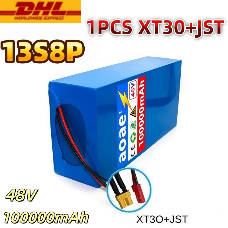 48V 100000mAh 13S8P Battery 2000W Lithium Ion Battery Pack with 50A BMS & Charger
