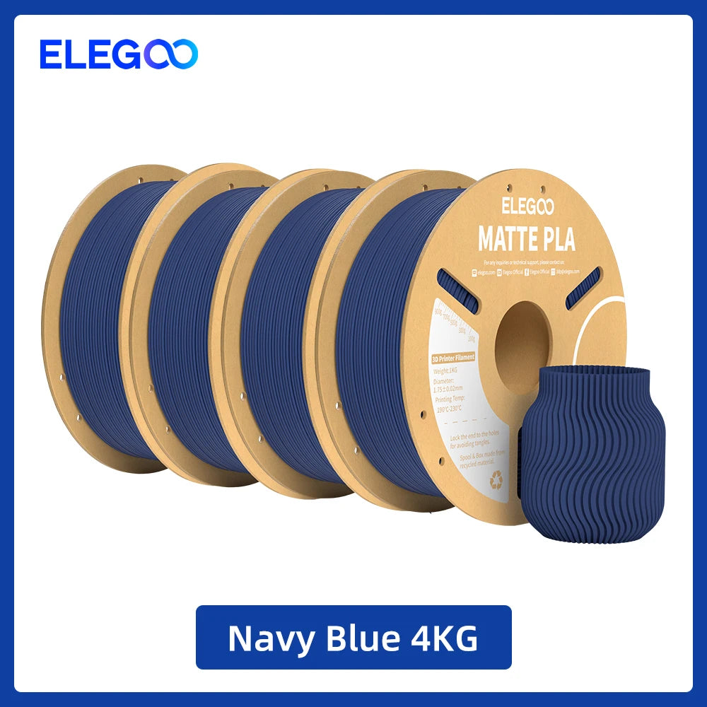 ELEGOO Matte PLA Filament 1KG,1.75mm FDM 3D Printer Filament Dimensional Accuracy +/- 0.02mm, 1kg Carboard Spool (2.2lbs)