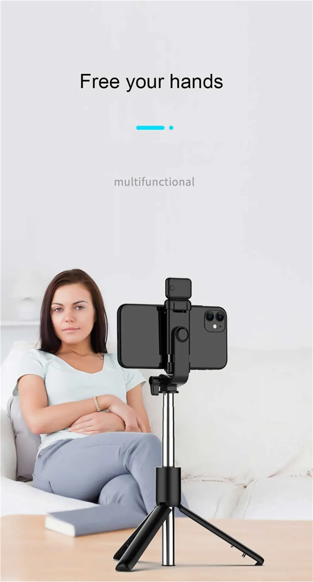 Portable Bluetooth Selfie Stick Tripod – Wireless Remote, Fill Light & Extendable Phone Stand