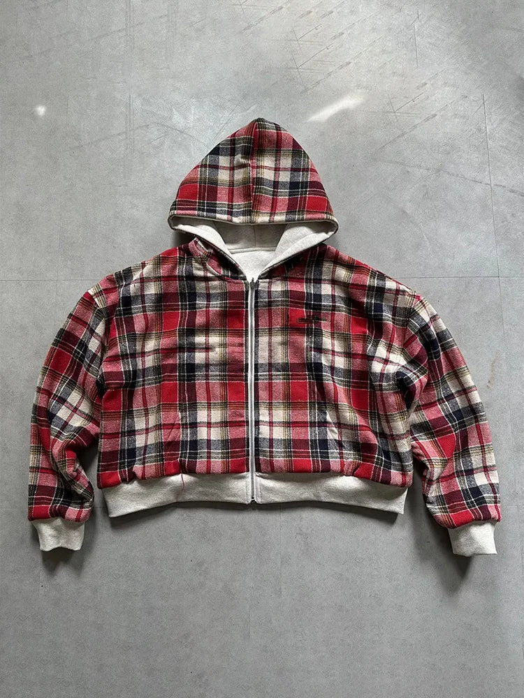 Women's Reversible Plaid Zip-Up Hoodie