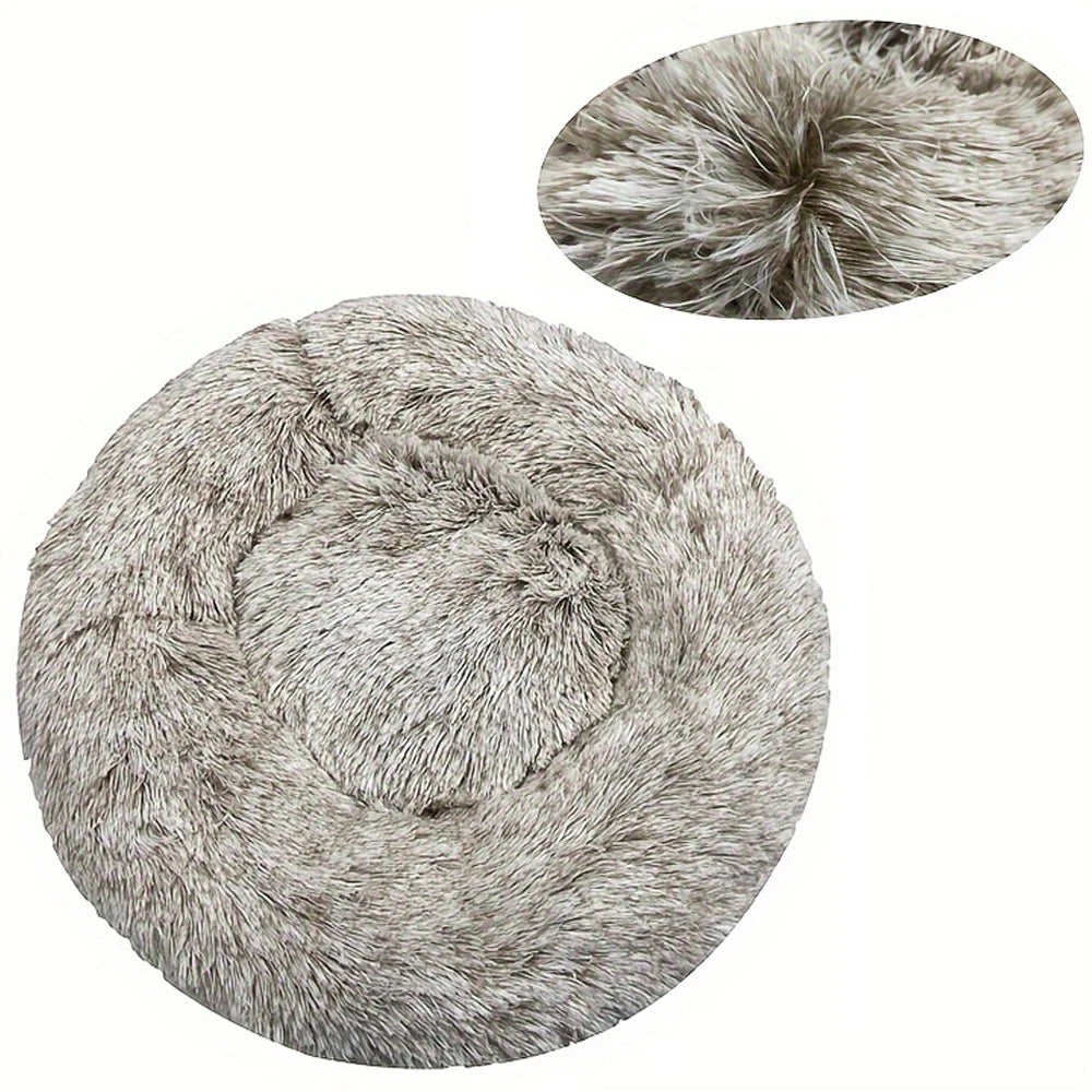 Round Plush Dog Bed - Warm Tie-Dye Nest Bed, 70-90cm - photo 9