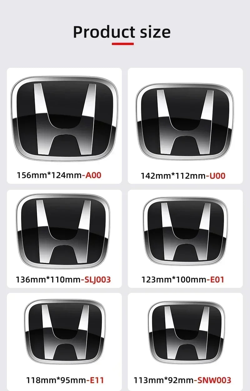 Car Hood Front Grill Rear Trunk H Emblem Logo Sticker For Honda Civic Fit Jazz Accord CRV HRV City Odyssey Passport Pilot Vezel