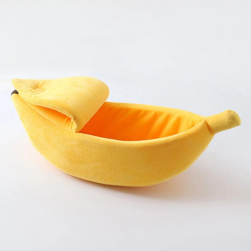 Banana‑Shape Cat Bed Deep Sleep Comfort Winter Warm Cat House Creative Indoor Small Pet Rest Cushion For Cats Dogs