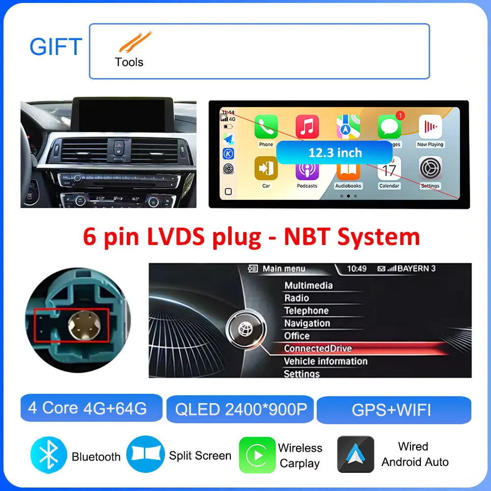 Android CarPlay Stereo for BMW 3/4 Series F30 F31 F32 F33 F34 F36 (2013–2019) — Android Auto, GPS, DSP, 4G