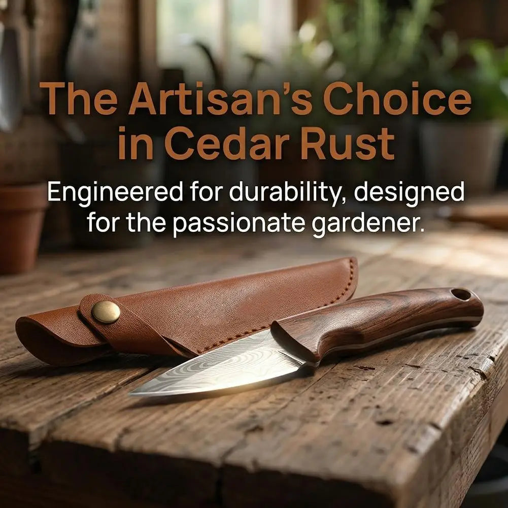 Grafting Knife with Leather Sheath — Wooden Handle Budding Tool