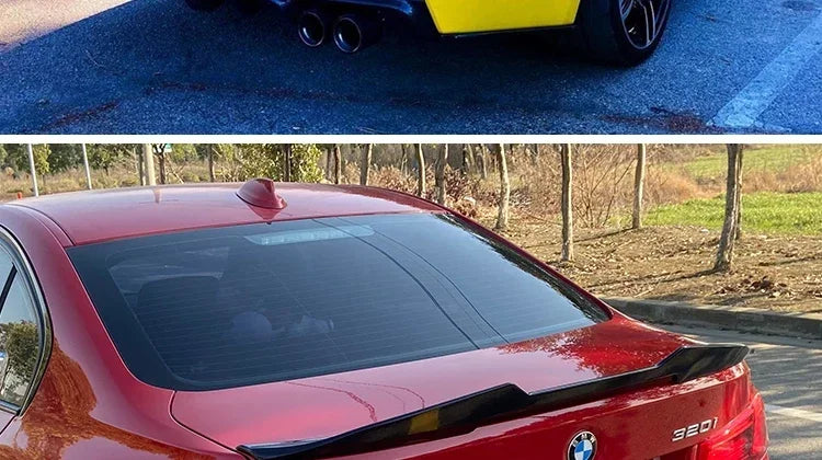 Carbon Fiber Rear Bumper Lip Trunk Wing MP M4 PSM Style Roof Spoiler Kit For BMW 3 Series F30 F31 F35 2026-2026 Gloss Black