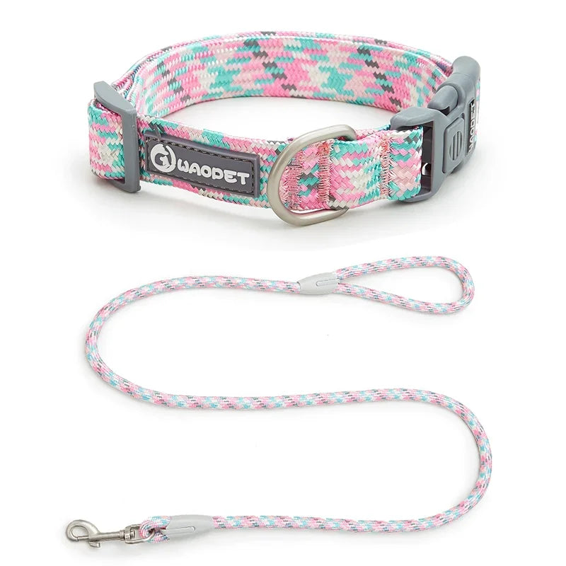 Reflective Dog Collar & Leash Set - Adjustable