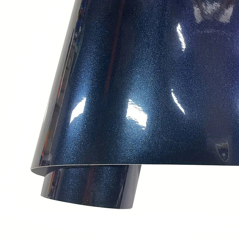 Premium Sparkle Glossy Metallic Ghost Midnight Blue Vinyl Wrap Film Self Adhesive Decal Vehicle Car Wrapping Foil