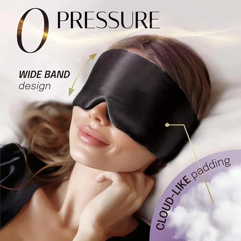 Silk Sleep Mask Soft Pressureless Sleeping Mask 100% Mulberry Silk for Eye Skin Anti Wrinkles Adjustable Wide Velcro Ear Cover