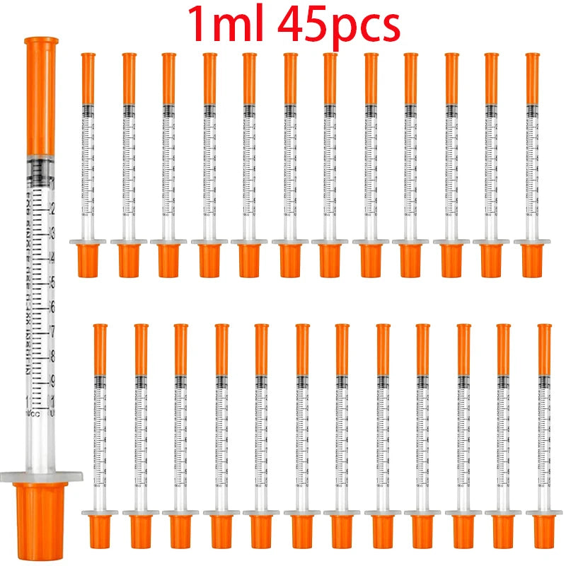 45-Pack of 0.5/1ml Disposable Veterinary Syringes with Needles for Pets and Farm Animals