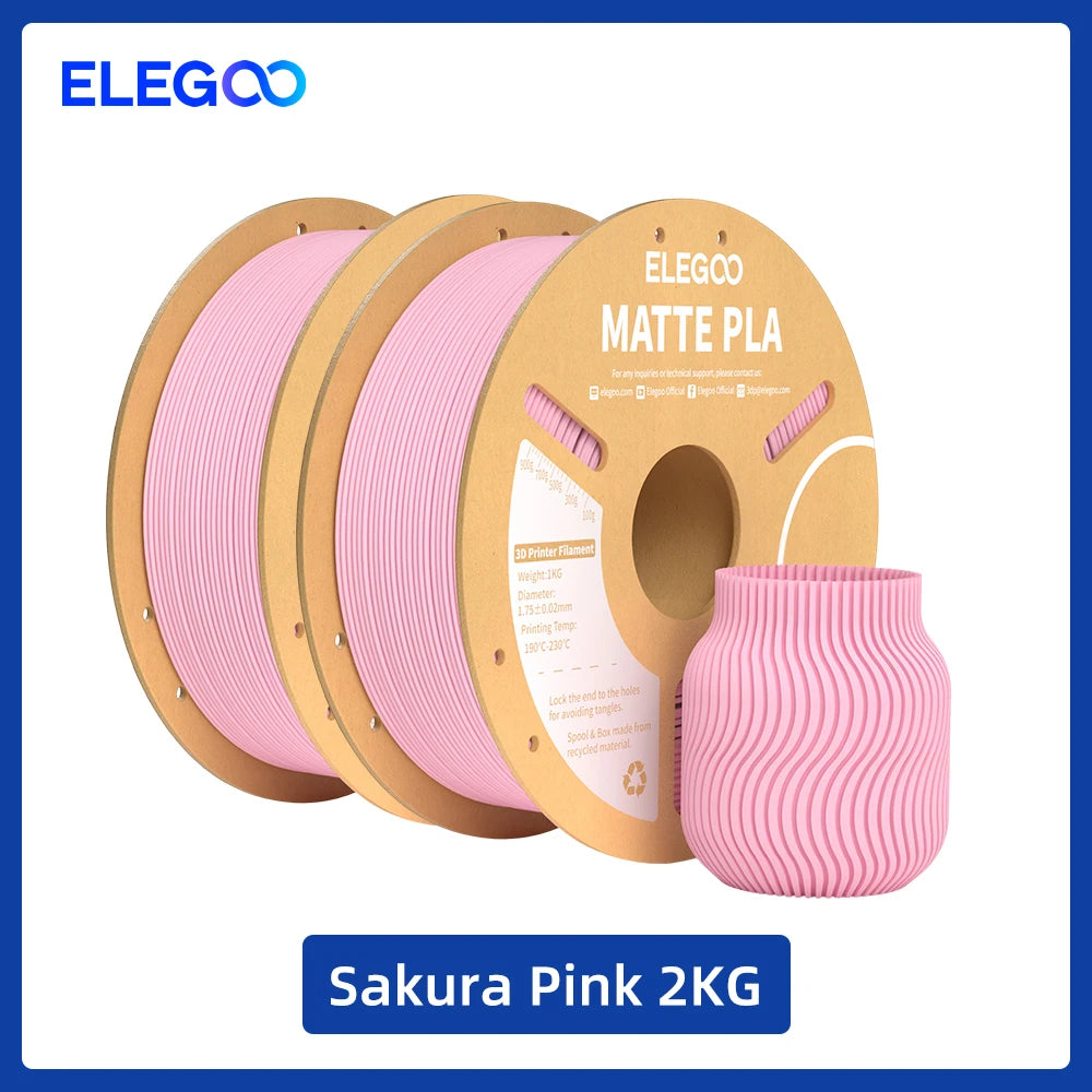 ELEGOO Matte PLA Filament 1KG,1.75mm FDM 3D Printer Filament Dimensional Accuracy +/- 0.02mm, 1kg Carboard Spool (2.2lbs)