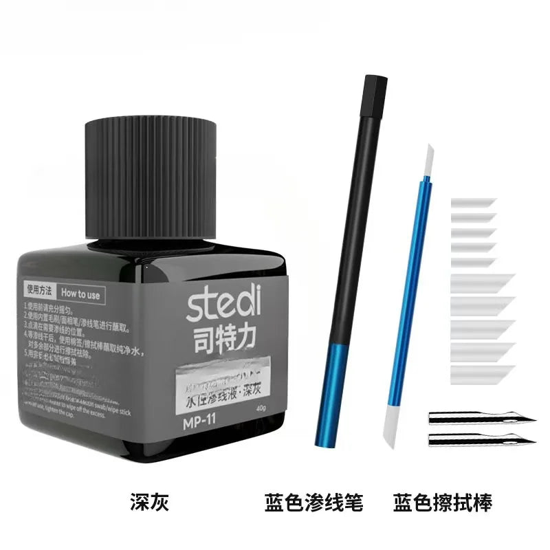 40g Stedi MP10-MP29 Water-based Fluorescent Panel Liner Paint for Model Building Fluorescent Ink Panel Line with Tools