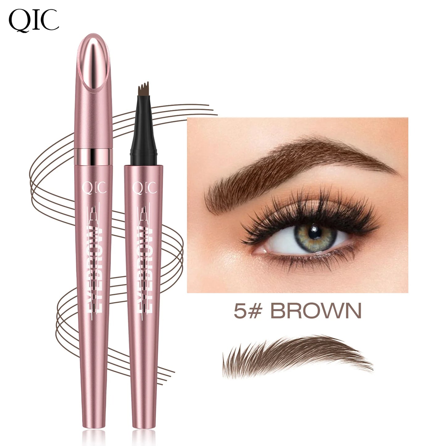 4 Fork Tip Eyebrow Pencil 3D Microblading Waterproof Dark Brown Natural Colour Fine Stroke Magic Eyebrow Pencil 2026 New Ladies