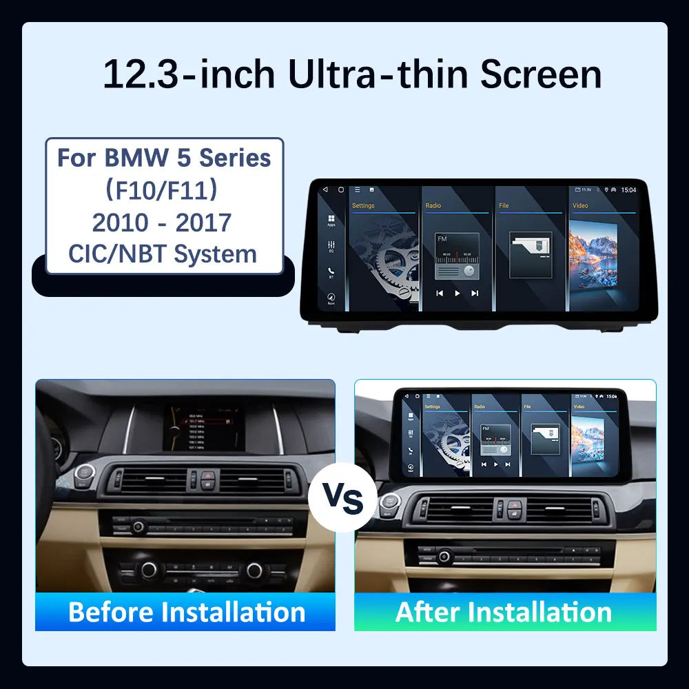 Android 16 Wireless Carplay Car Radio Multimedia Player for BMW 5 Series F10 F11 2010 - 2017 CIC NBT System QLED Screen GPS WiFi