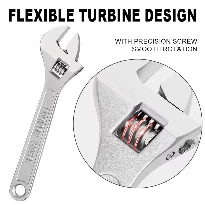 Openin Long Handle Universal Spanner  Adjustable Wrench Large Clamp Steel Mechanical Workshop Hand Repair Tools 6/8/10/12 inchs