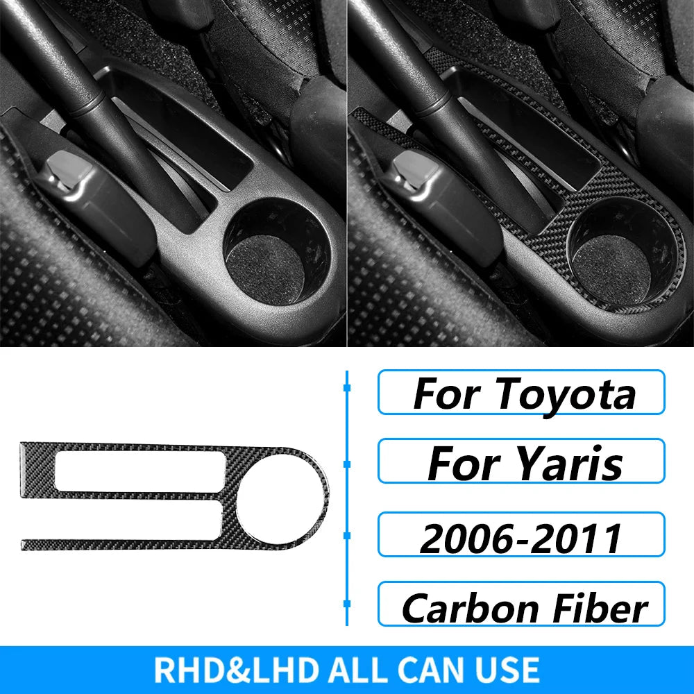 For Toyota Yaris 2006-2011 Carbon Fiber Central Control AC CD Air Outlet Gear Shift Panel Cover Trim Set Car Accessories Sticker