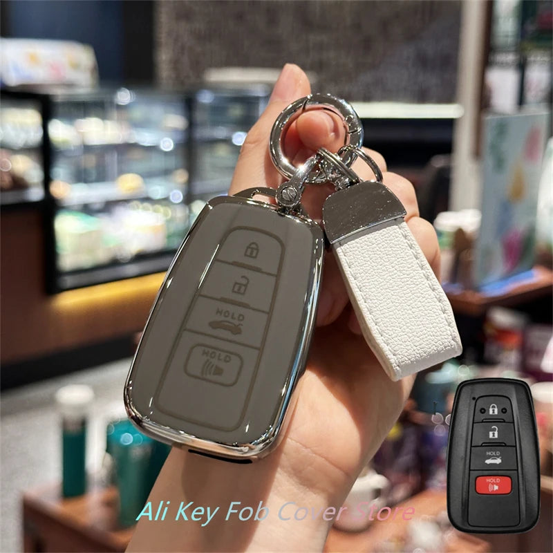for Toyota Key Fob Cover For 2020-2024 Highlander 2018-2024 RAV4 Camry C-HR Corolla Avalon Prius Key Shell Case Keychain