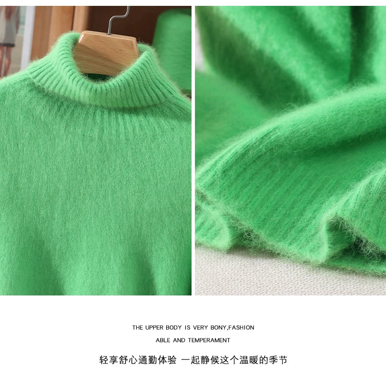 Women's High Collar Knit Sweater, Thick Pullover