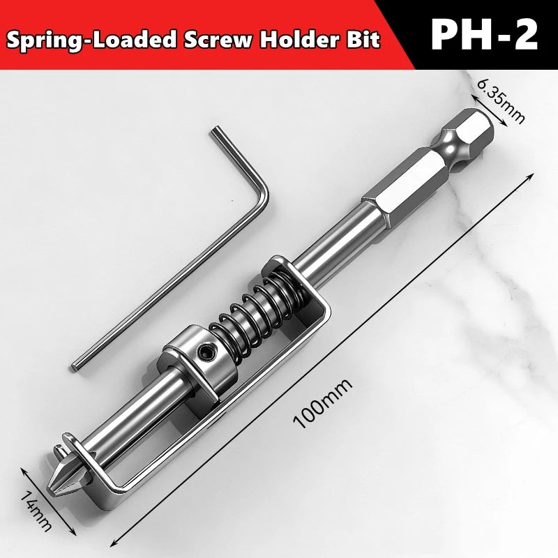 Spring-Loaded Screw Holder Drill Bit Anti-Drop Screwdriver Bit Fixing Clamp Set Screw Holder Drill Bit Phillips Screwdriver Bit