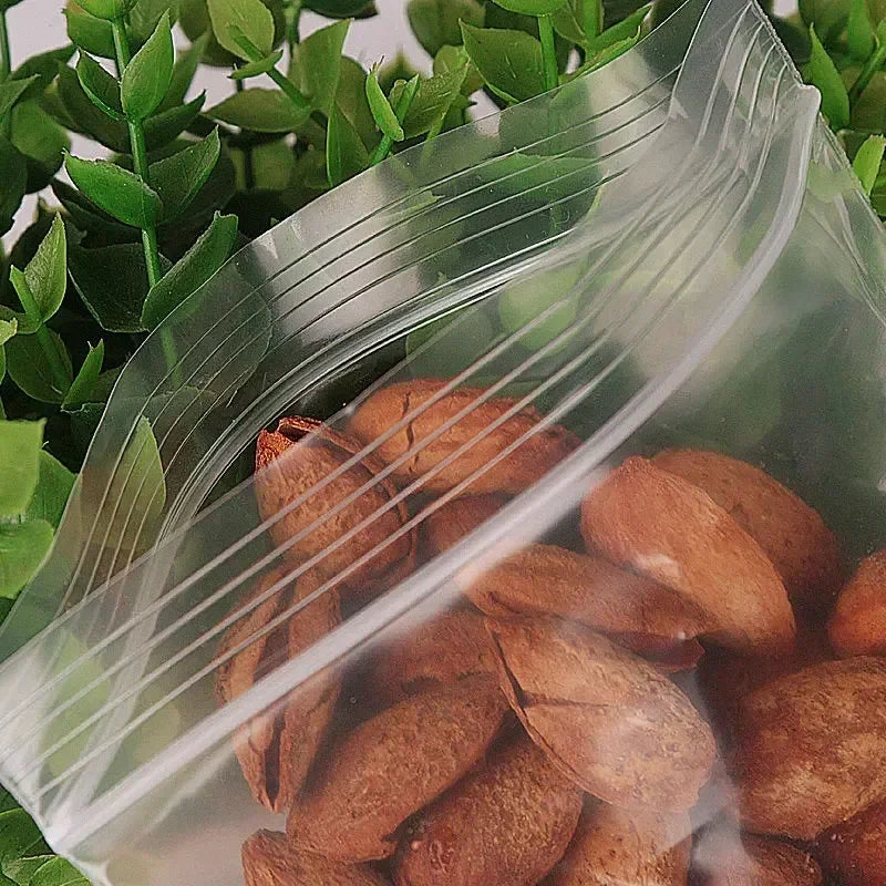 100/300PCS Transparent Zip Bags Food Jewelry Vacuum Storage Bag Plastic Thicken Reclosable Poly Bag Kitchen Organization Package