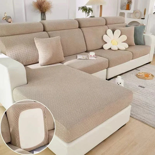 Jacquard Sofa Cushion Cover Protector Solid Color Stretch Removable Sofa Seat Slipcover for Bedroom Office Living Room Home