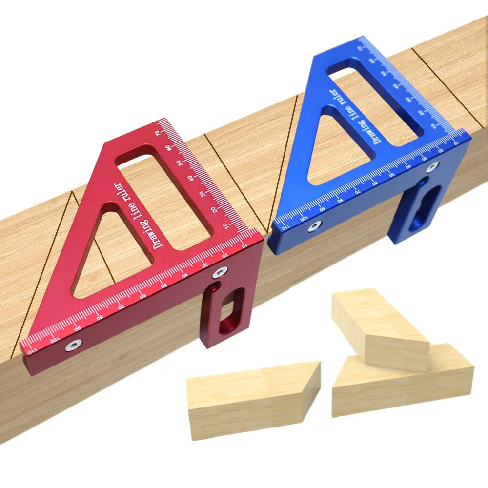 Carpenter Square -Woodworking Square Protractor Aluminum/Plastic Ruler 3D Multi Angle 45/90 Degree Layout Measuring Ruler