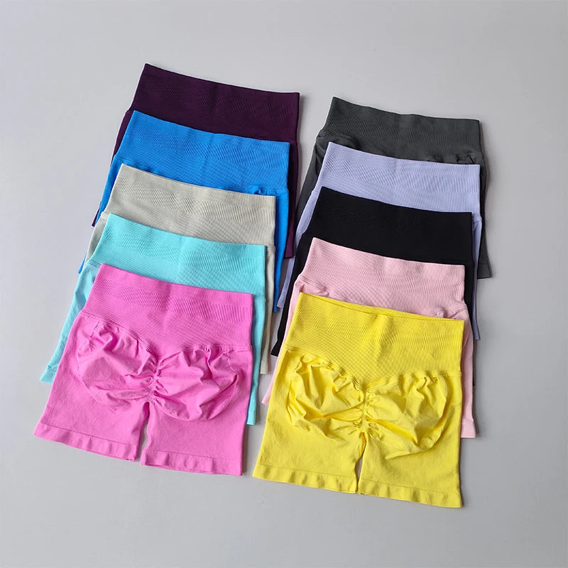 Peach Buttock Lifting Three-point Shorts Summer High Waisted Yoga Shorts Fashionable and Sexy Running Fitness Pants Solid Color