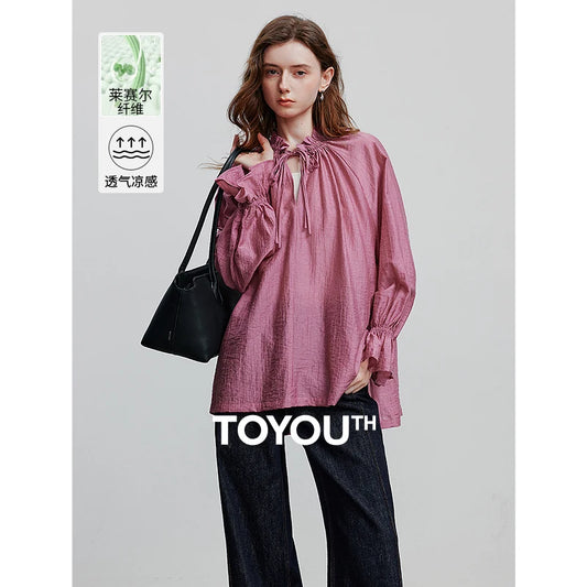Women's Summer V-Neck Blouse Shirt - Lightweight Pullover Top