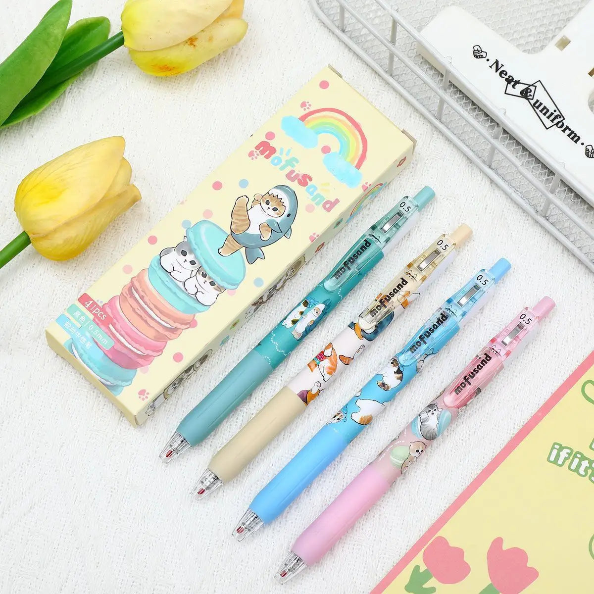 4Pcs Shark Gel Pen 0.5mm Smooth Writing Cute Cartoon Retractable Gel Pens Kawaii Stationery School Office Supplies
