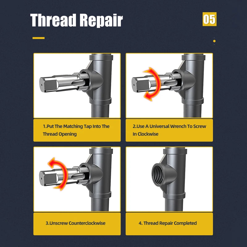 TOOLEYE Double Head Screw Extractor Drill Bits Set Damaged Water Pipe Broken Bolt Screws Remover Tools Valve Thread Repair Taps