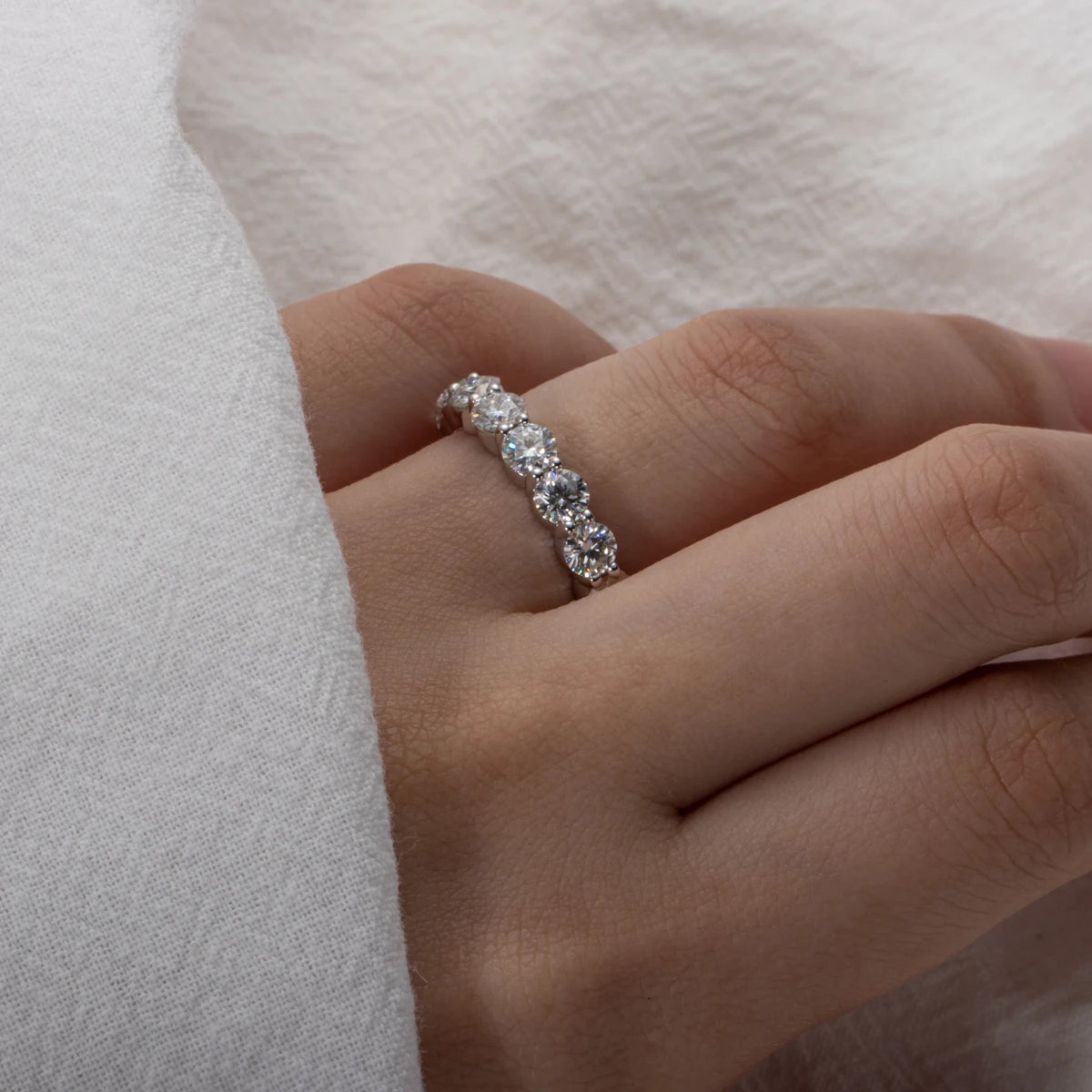4mm 5cttw D-Color Moissanite Eternity Wedding Band — 925 Sterling Silver