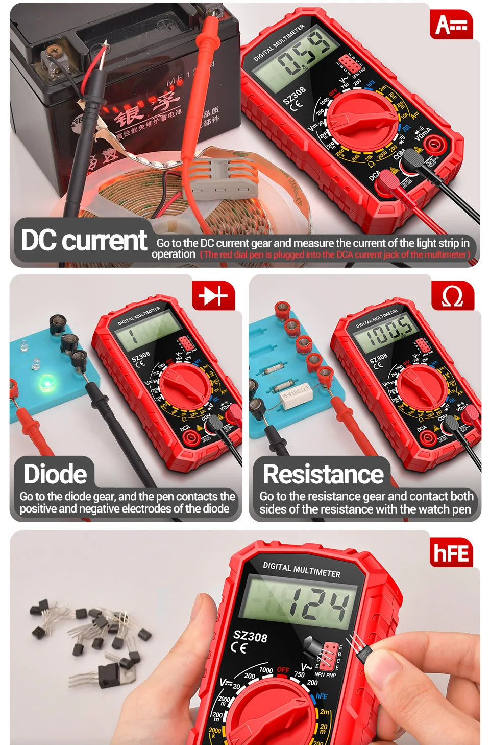 Multimeter Tester Pen Suit ANENG Multimeters 1999 Counts 24-250V Voltage Detector Meter Diagnostic Breakpoint Finder