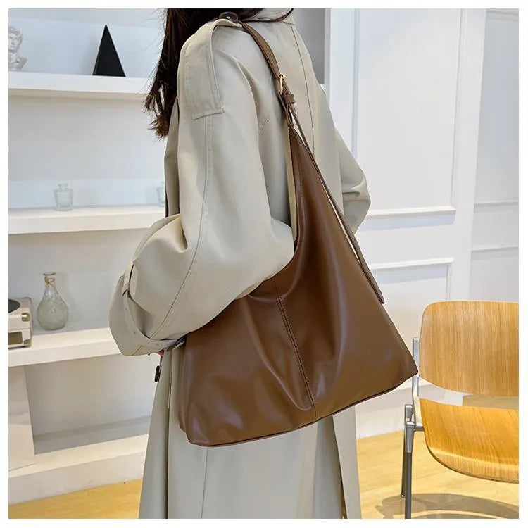 Women's Retro Large Tote Bag - Simple Structured Shoulder Bag - photo 2