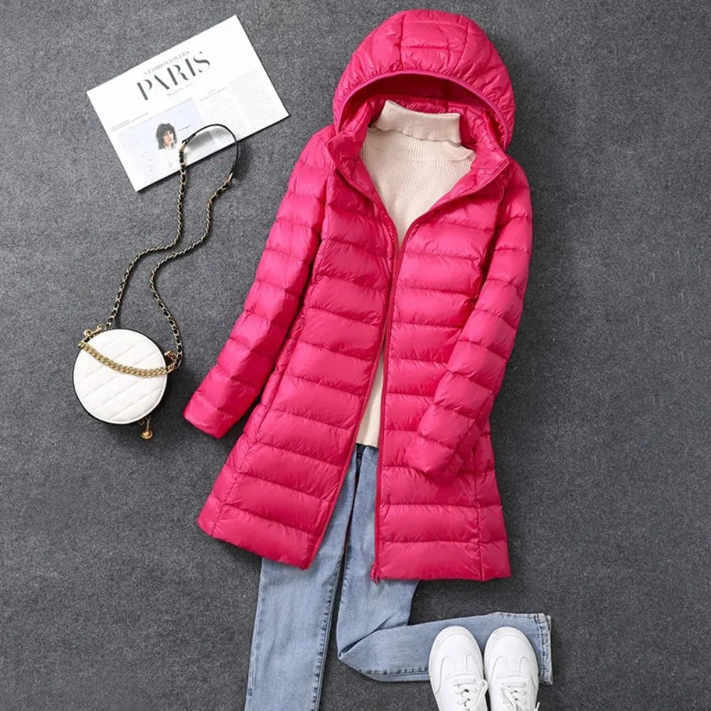 Women's Extra Long Puffer Coat - Detachable Hood Winter Jacket - photo 3