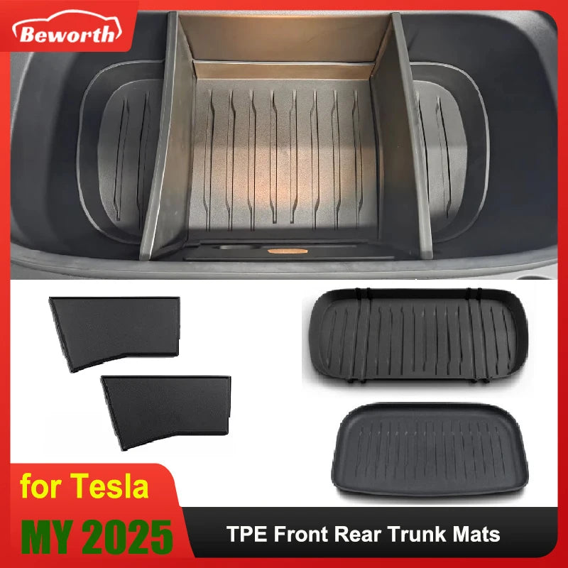 For Tesla Model Y 2026 Juniper TPE Front Trunk Cargo Liner Tray Mat Frunk Layered Partition Plate Organizer Divider Baffle Board