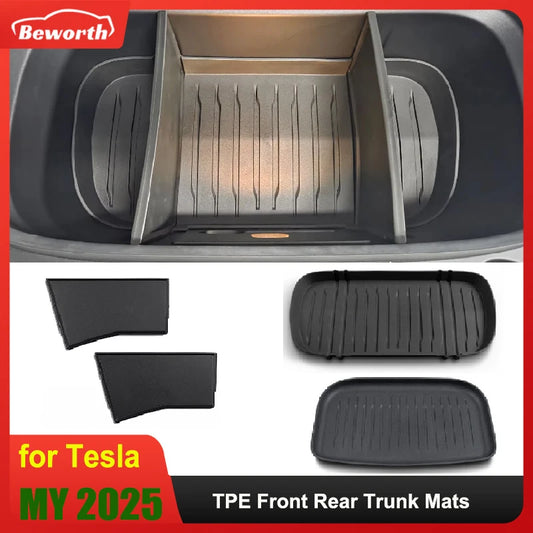 For Tesla Model Y 2026 Juniper TPE Front Trunk Cargo Liner Tray Mat Frunk Layered Partition Plate Organizer Divider Baffle Board