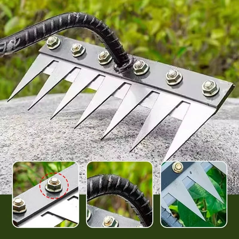 Iron Gardening Hoe & Weeding Rake — 5–8 Tooth Soil-Loosening Farm Tool