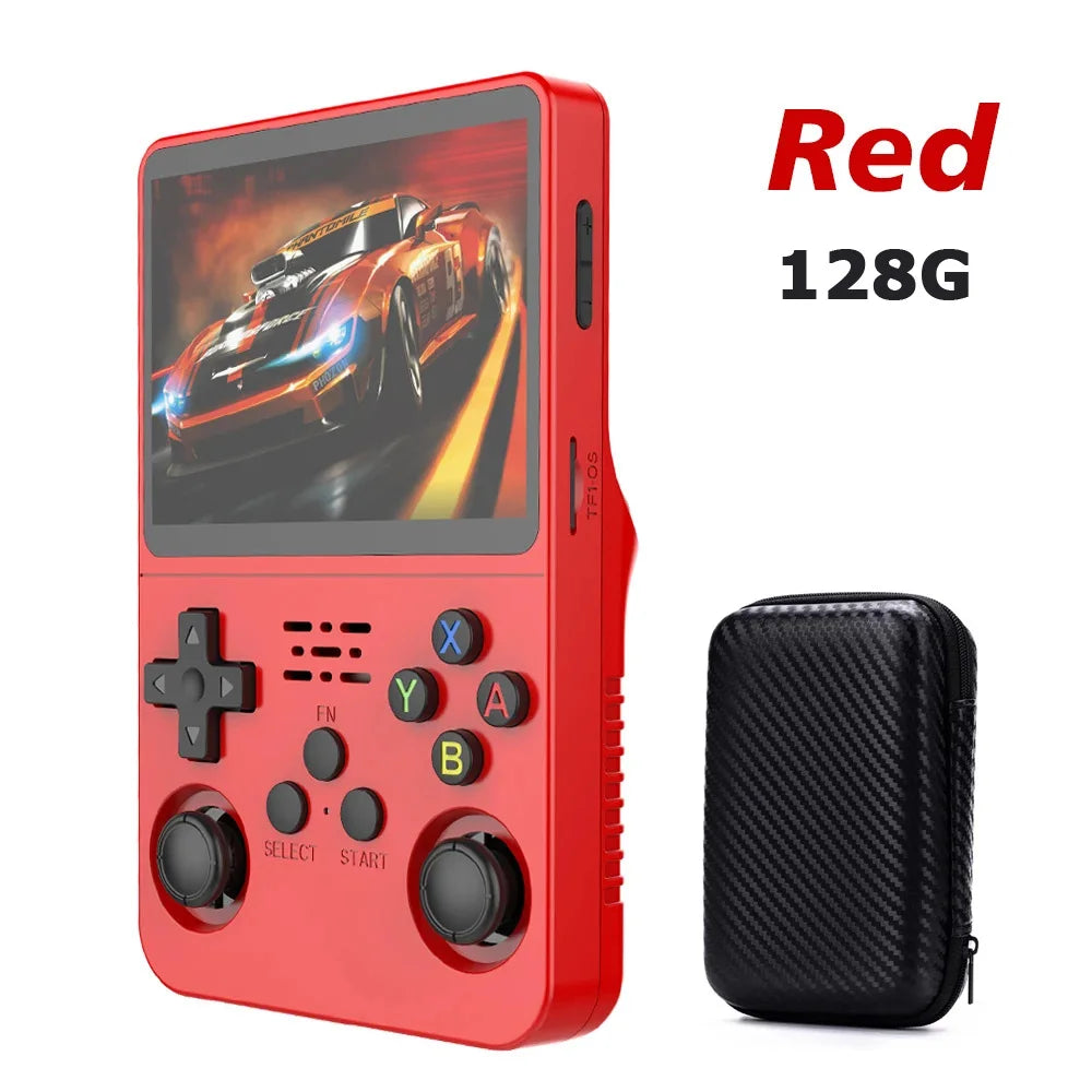 64GB/128GB Open Source R36S Video Game Console Linux System 3.5 Inch IPS Screen Orange Portable Pocket Video Player With bag