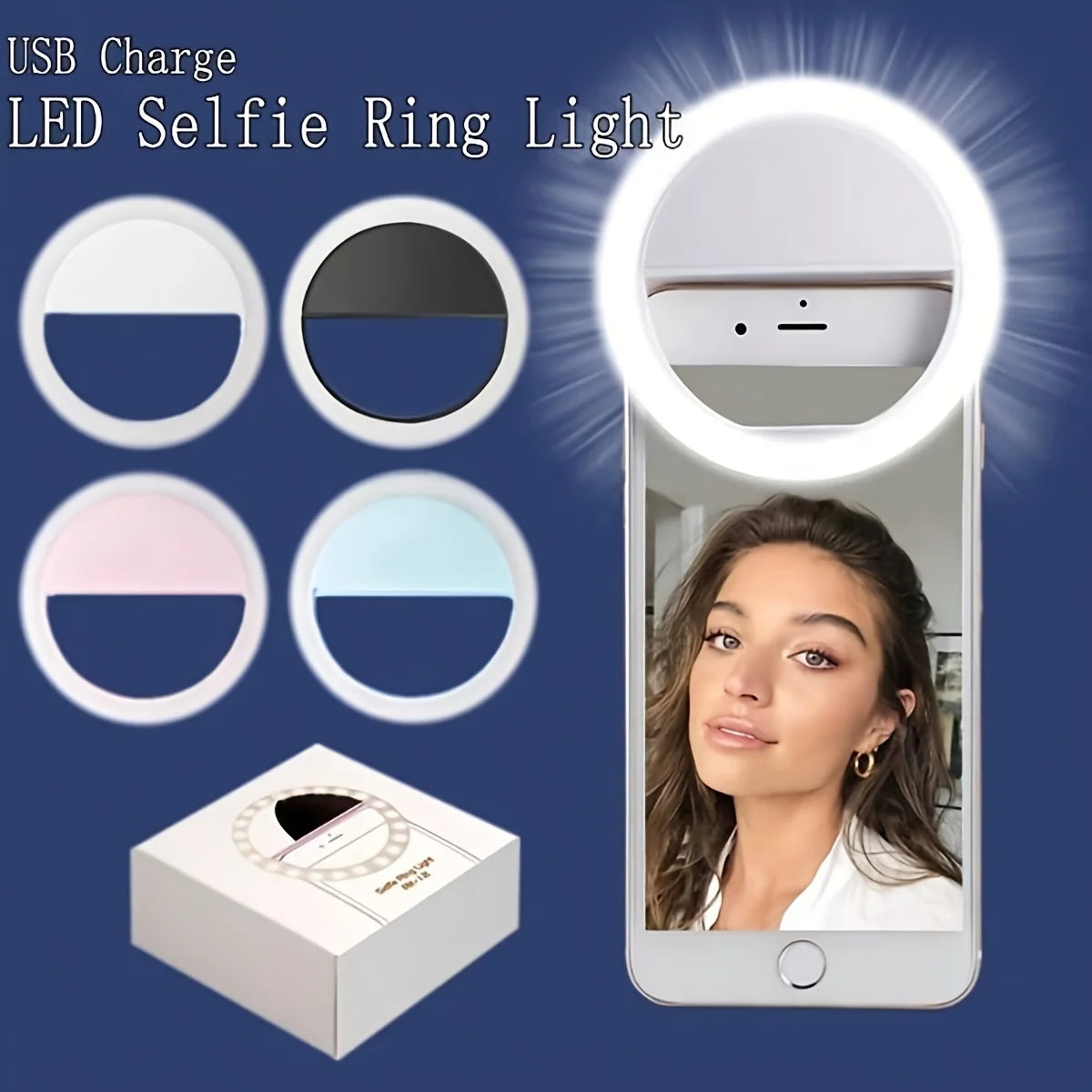 Selfie Ring Light – USB Rechargeable, 3 Brightness Levels | TikTok, YouTube & Makeup Lamp