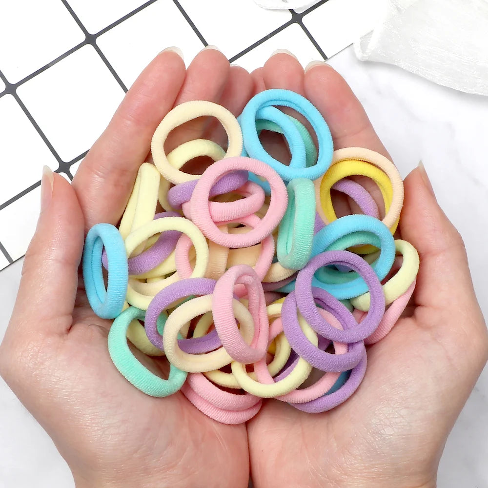 Everyday Gentle Hair Ties Set of 50, Breathable Fabric Hair Bands for Smooth Styling (Neutral Colors)