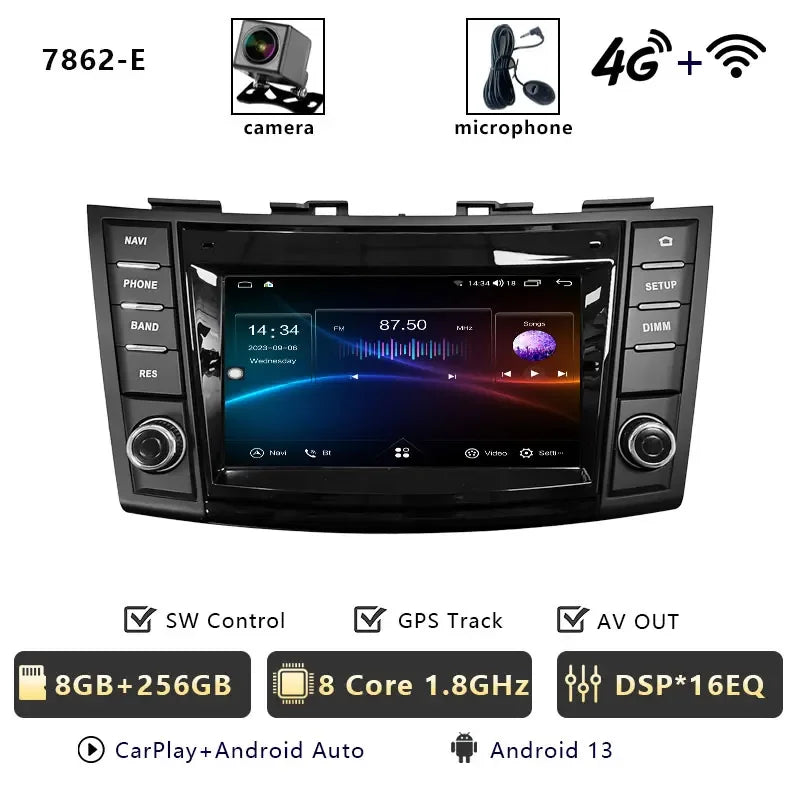 Android Car Stereo for Suzuki Swift 4 (2011–2016) — Wireless CarPlay, Android Auto, GPS, 4G, WiFi