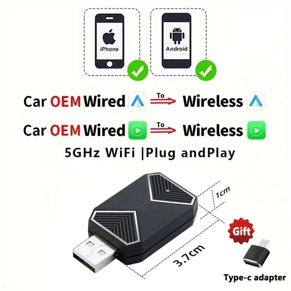 2-in-1 Wireless CarPlay & Android Auto Box Adapter