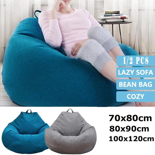 Lazy Sofa Cover Bean Seat Bag Sofa Cover Without Filler Comfortable Beanbags Living Room Pouf Puff Couch Chair Cover Removable