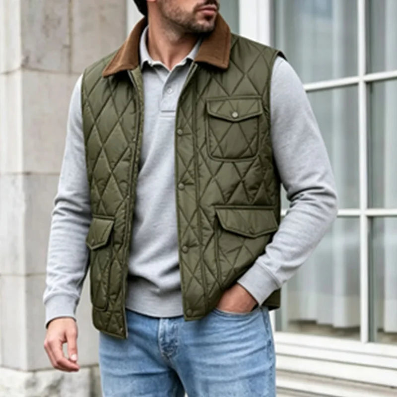 Men's Stand Collar Padded Vest - Sleeveless Winter Zip Waistcoat - photo 3