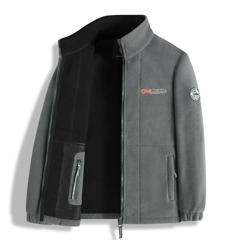 Men's Thick Polar Fleece Winter Jacket - Warm Zip-Up Outdoor Coat - photo 6
