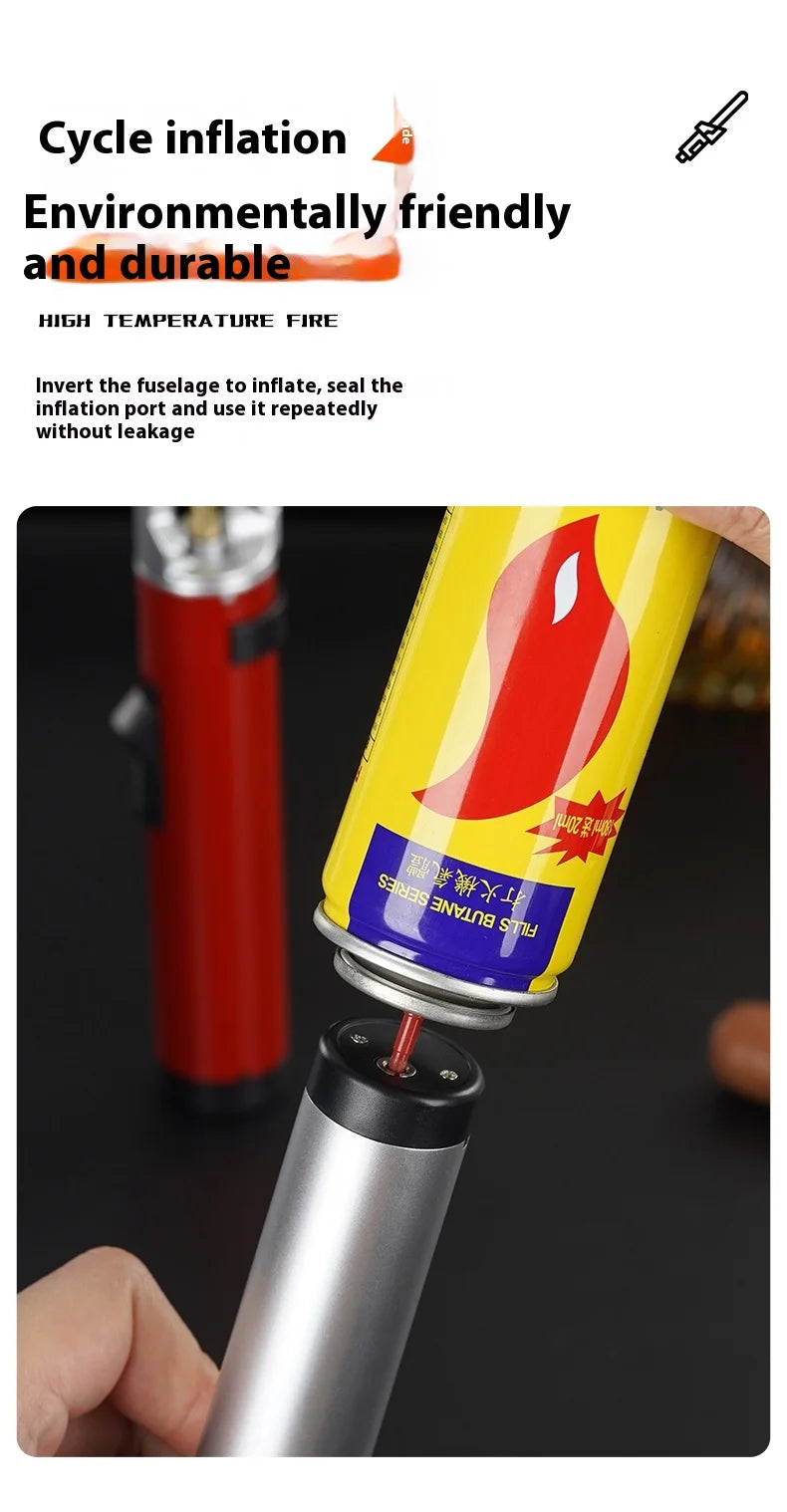 Powerful Metal Gas Lighter Windproof Kitchen Cooking Torch Flame Jet Barbecue Smoking Accessories Cigar Lighters Men's Gift
